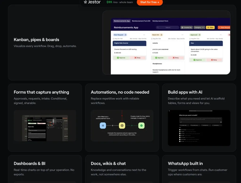 Block builder criando blocos personalizados no Jestor com IA