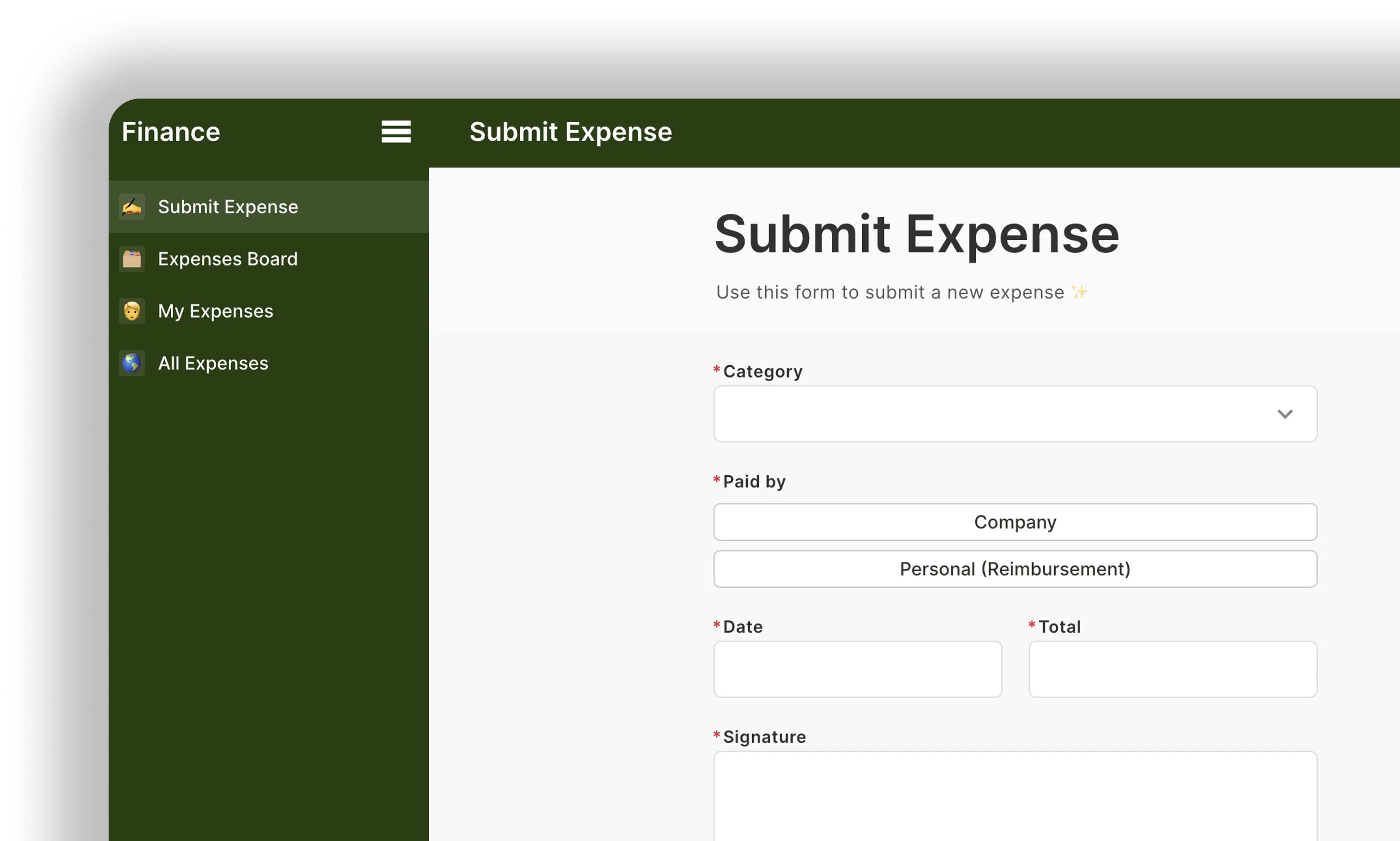 ERP team integration interface showing Home dashboard