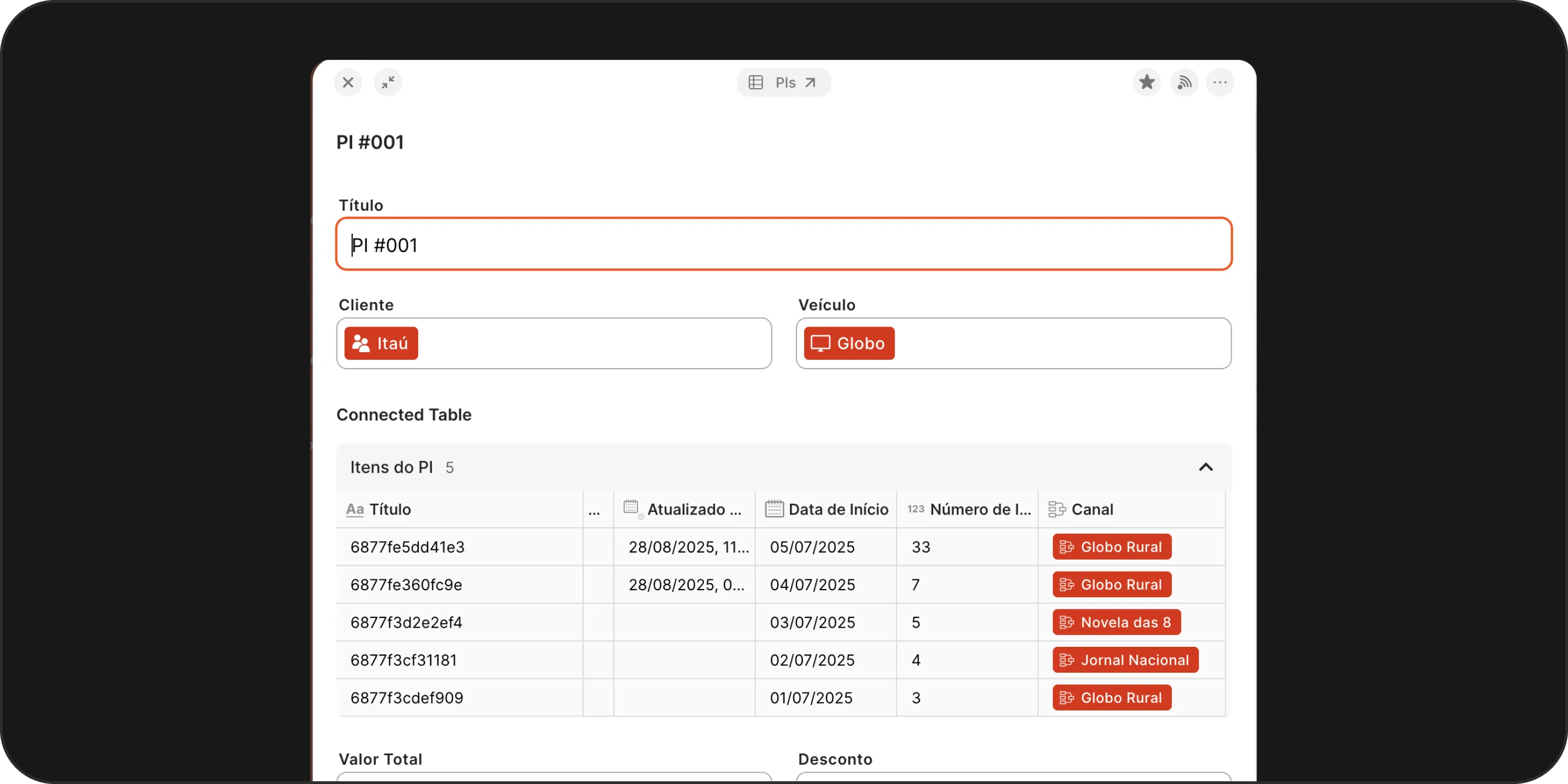 Formulários personalizados