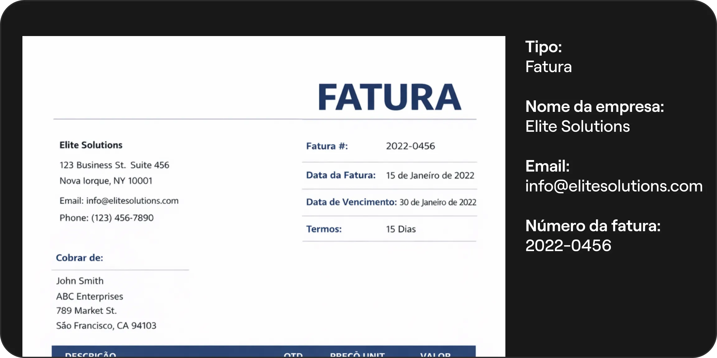 Detecção de múltiplos campos (valor, data, nome, etc)