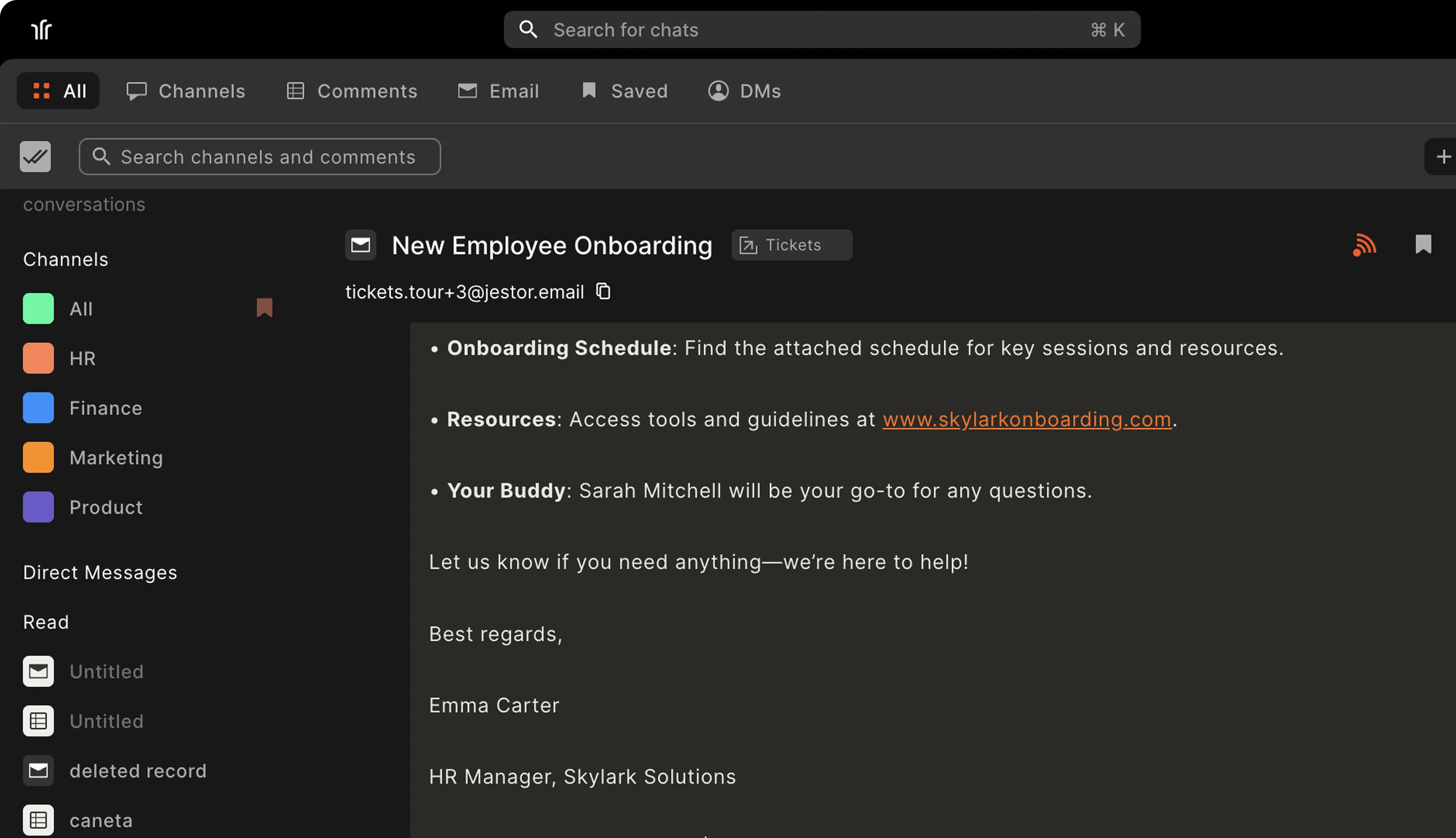 Interface de Comunicação Organizada - Email e Conversas Centralizadas