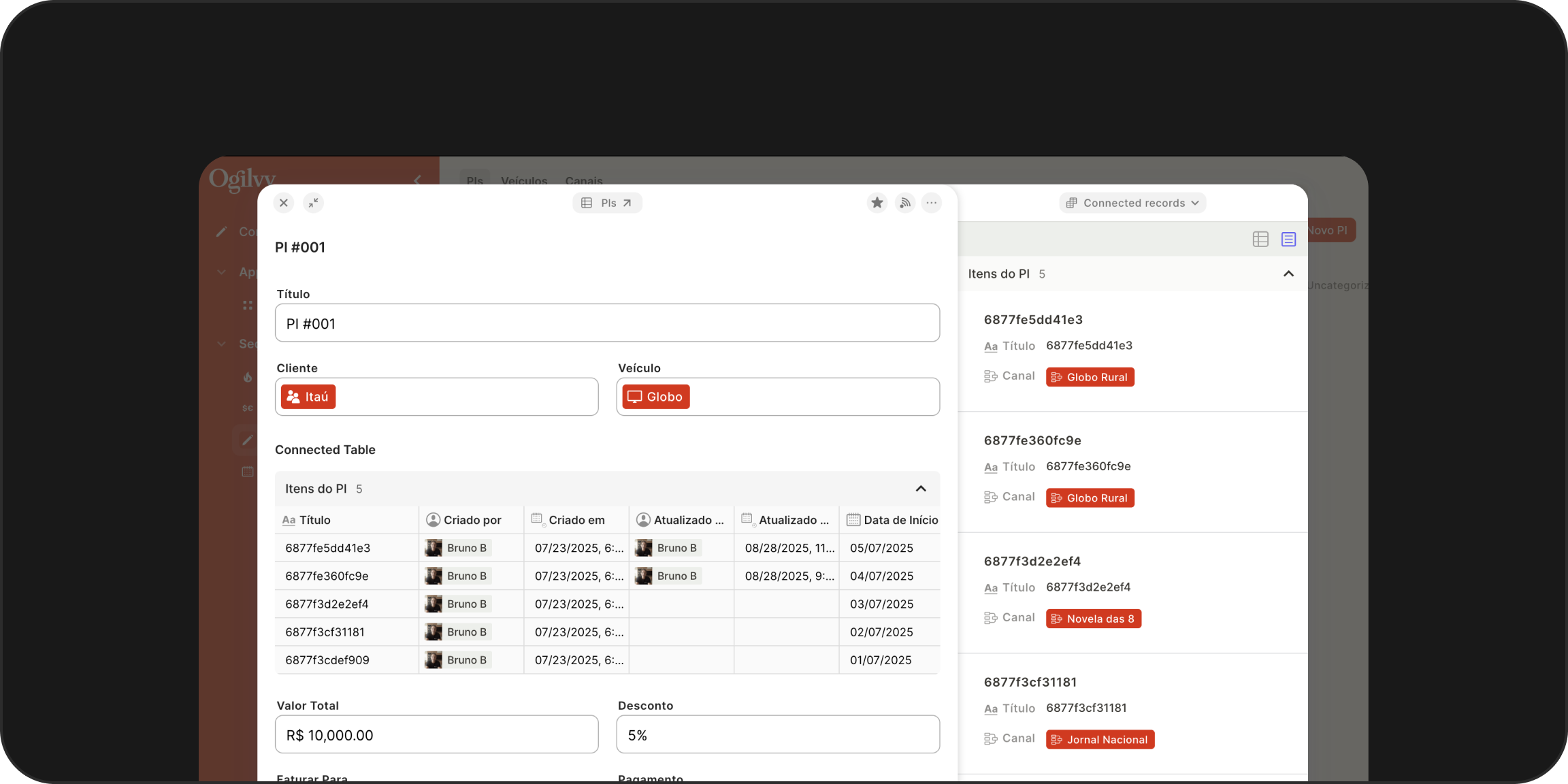Linhas conectadas, uma visão