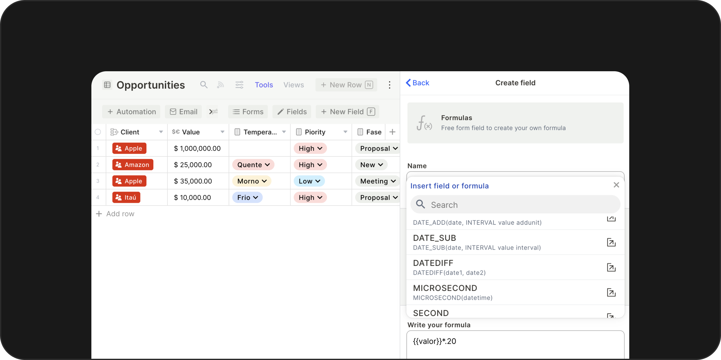 Motor de Fórmulas Avançado