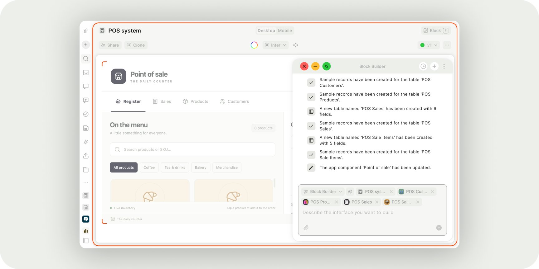 Block builder criando blocos personalizados no Jestor com IA