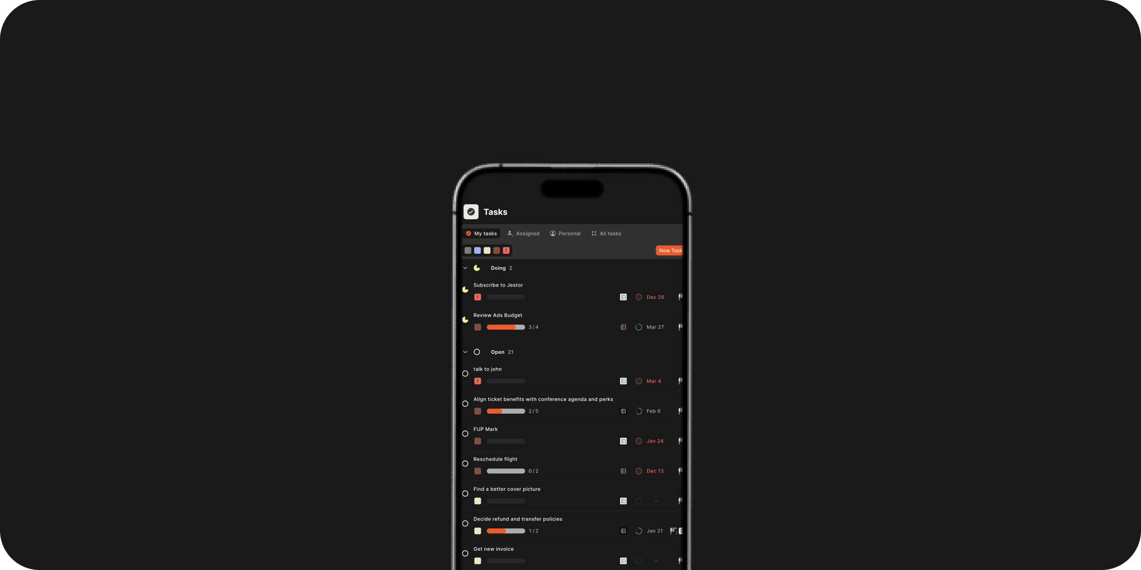 Tarefas direto do Celular